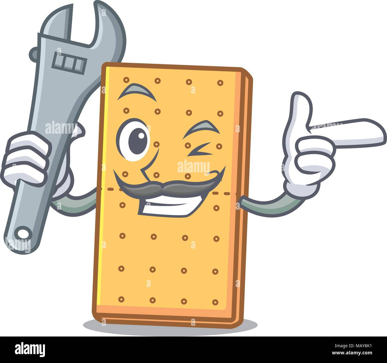 Mechanic graham cookies mascotte cartoon Illustrazione Vettoriale