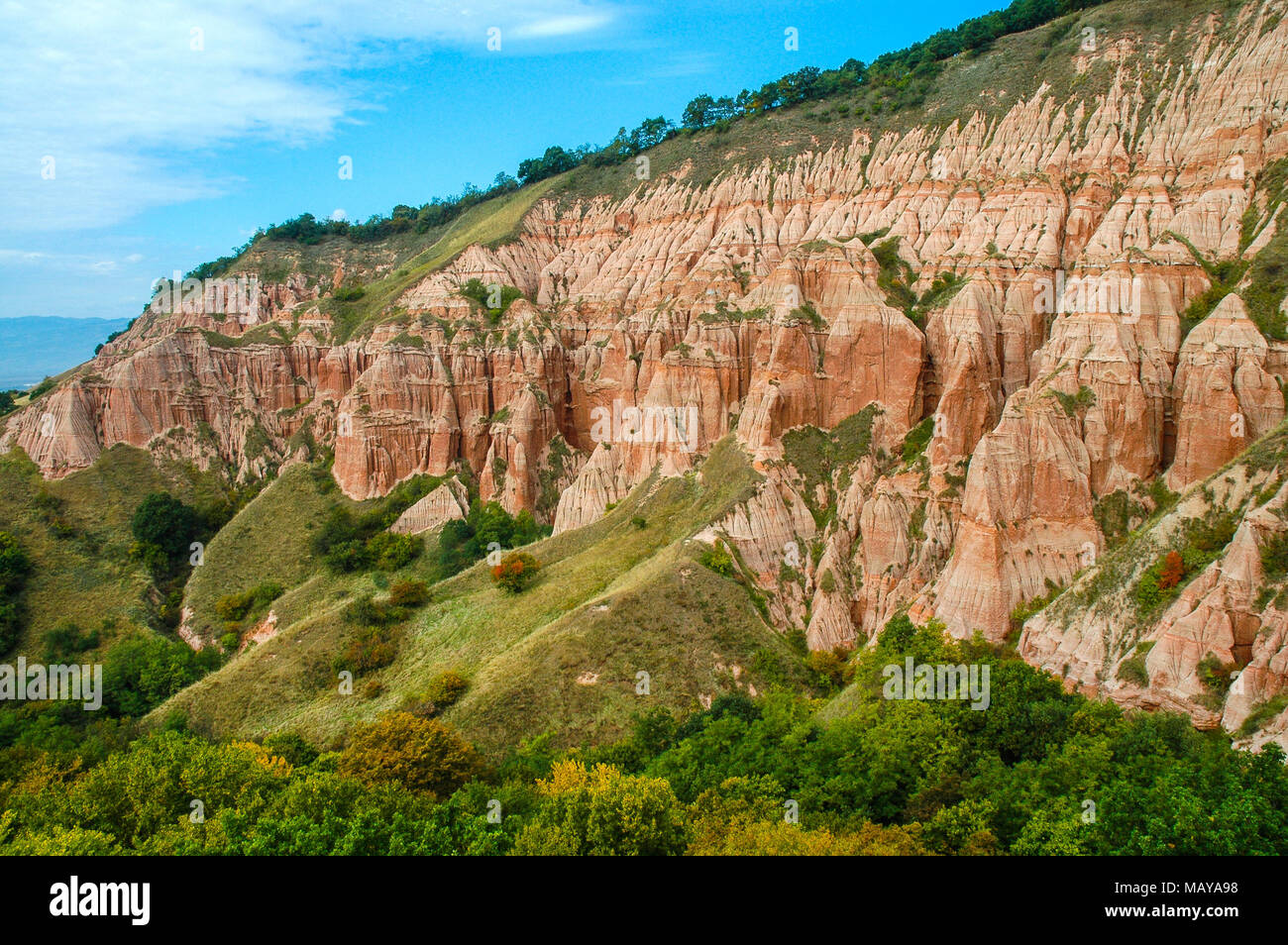 Successione del rosso e del bianco argille con fossili di dinosauro. Riserva geologica della Rapa Rosia, Romania Foto Stock