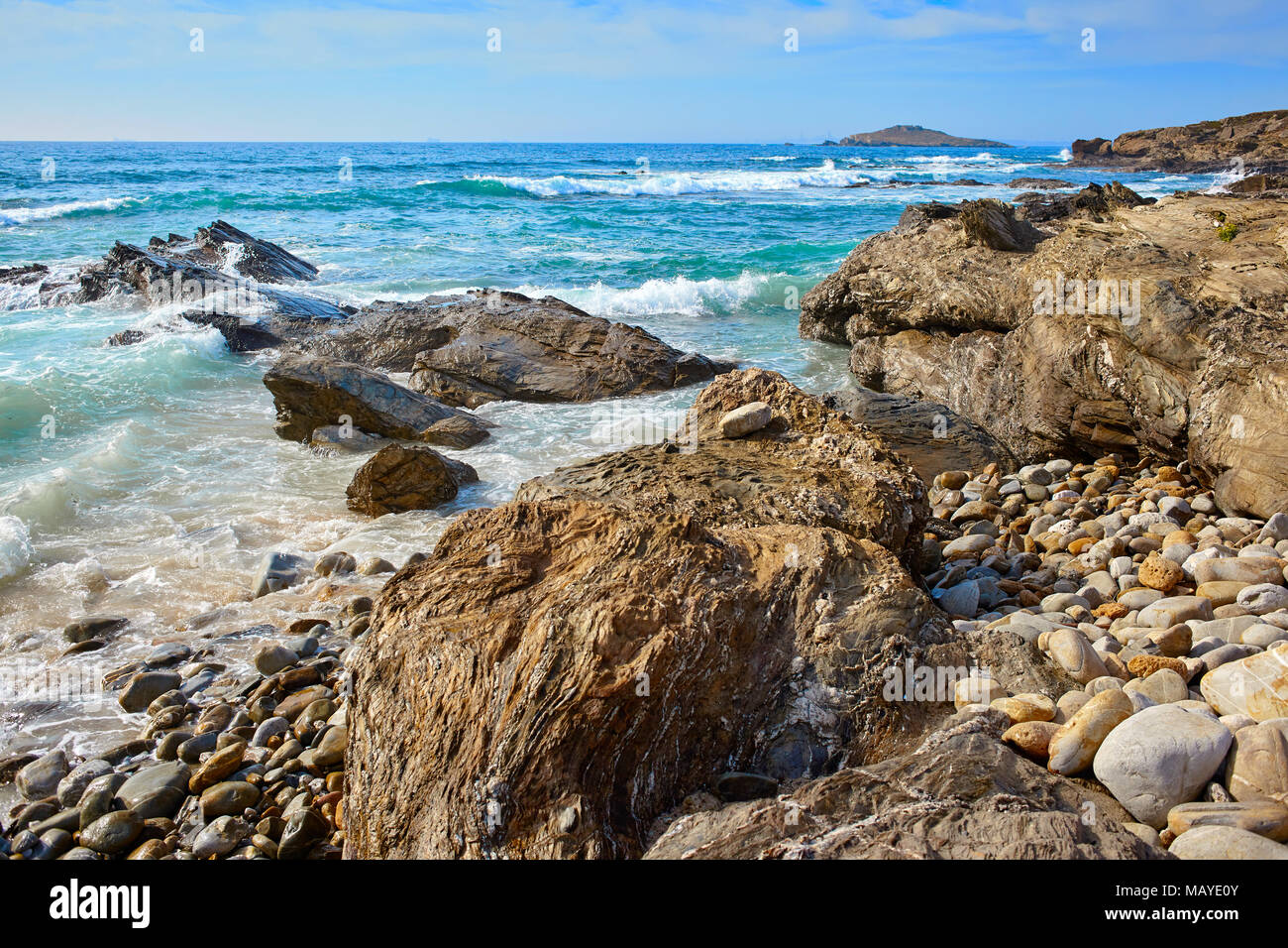 Incredibili rocce scogliera sulla costa occidentale del Portogallo nella regione Alentejo Foto Stock