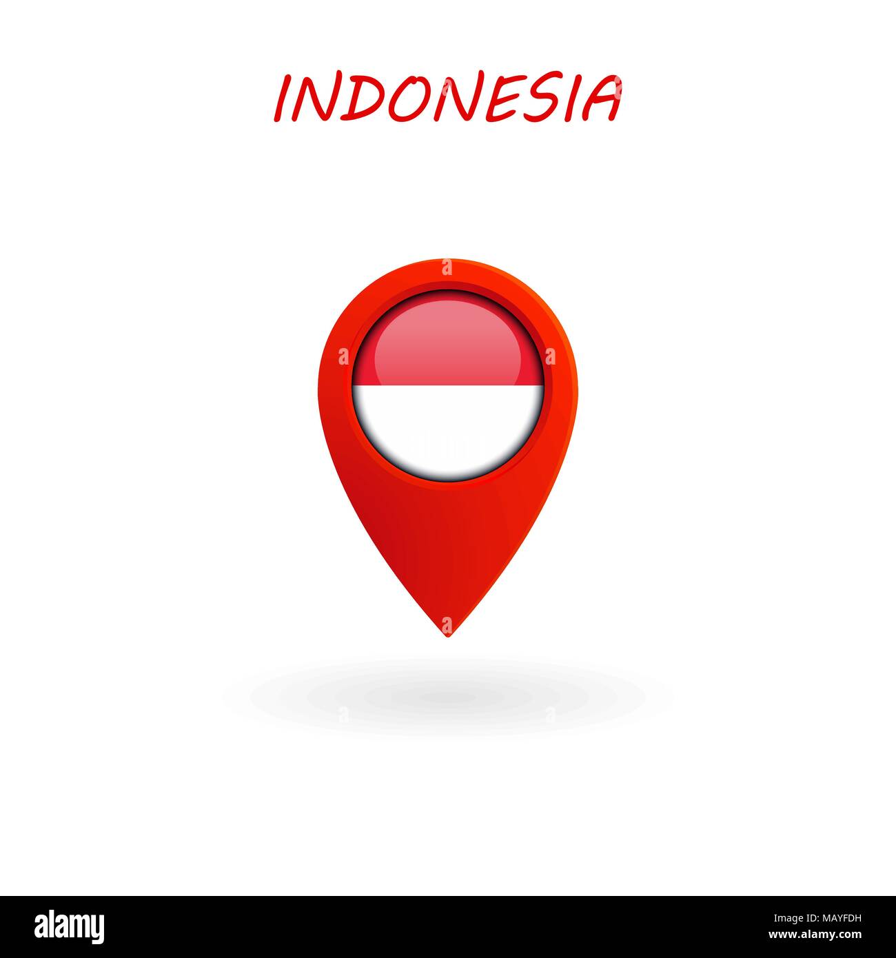 Icona della posizione per Indonesia Bandiera, vettore Illustrazione Vettoriale Icona della posizione per Indonesia Bandiera, vettore Illustrazione Vettoriale