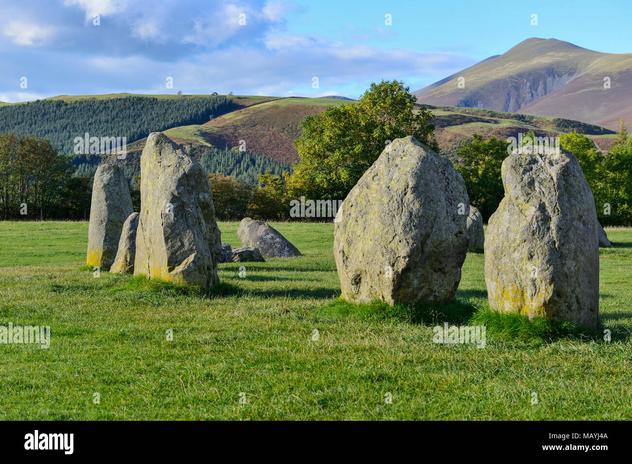 Castlerigg Stone Circle nel Parco nazionale del Lake District Near Keswick in Cumbria, Inghilterra Foto Stock