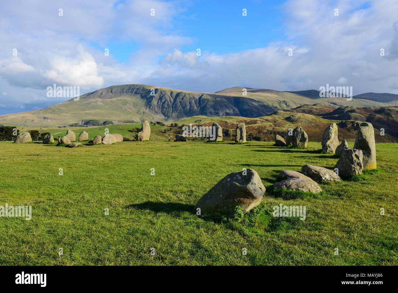 Castlerigg Stone Circle nel Parco nazionale del Lake District Near Keswick in Cumbria, Inghilterra Foto Stock