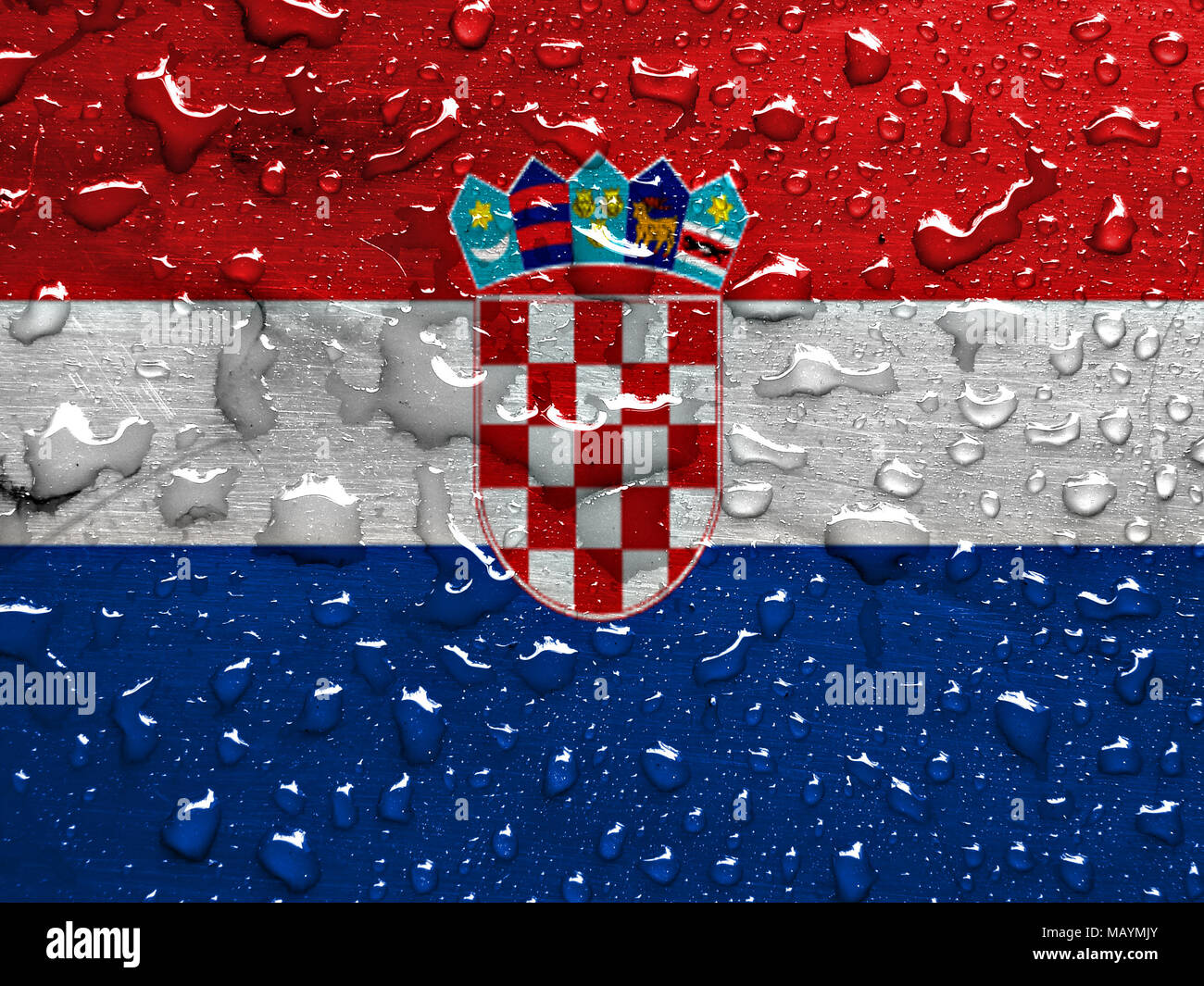 Bandiera della Croazia con gocce di pioggia Foto Stock