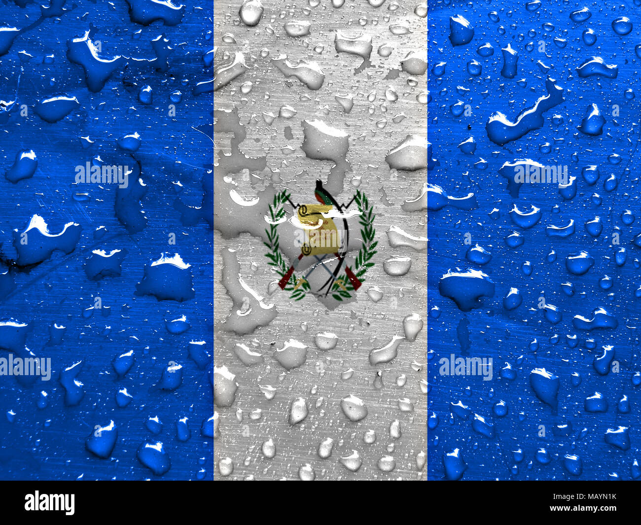 Bandiera del Guatemala con gocce di pioggia Foto Stock