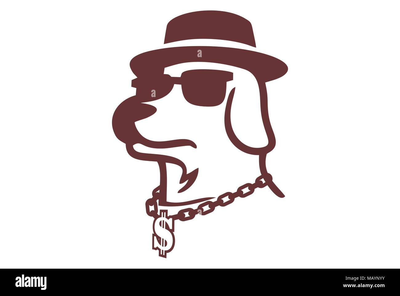 icona del logo del dollaro del cane Illustrazione Vettoriale
