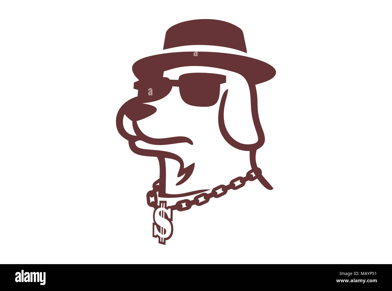 icona del logo del cane del dollaro Illustrazione Vettoriale