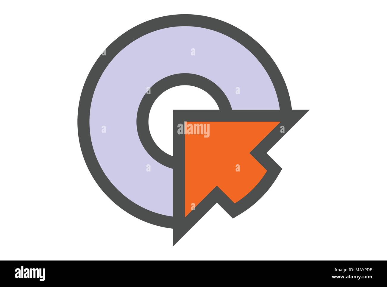 Icona con il logo della freccia Q della lettera Illustrazione Vettoriale