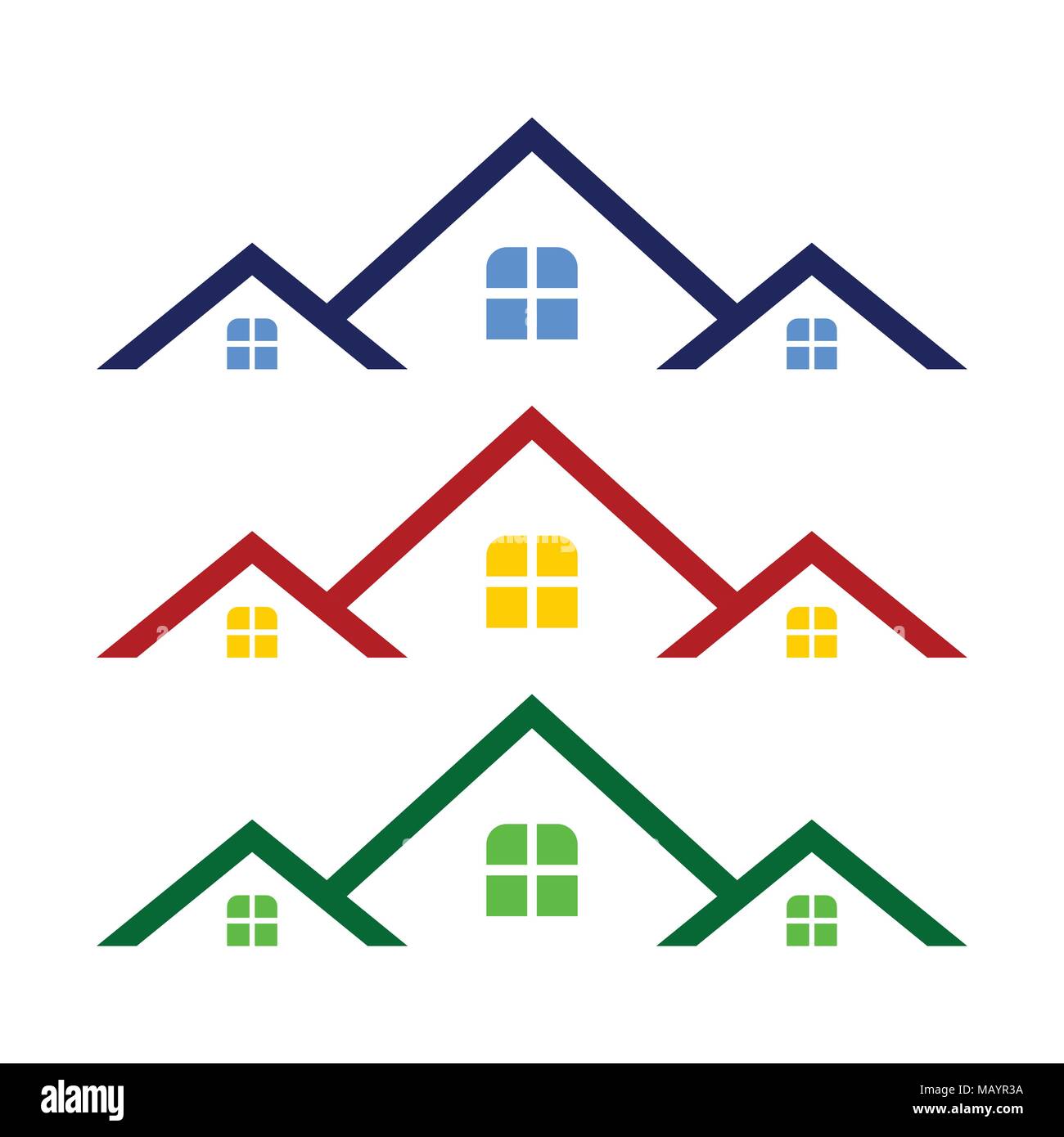 Triple tetto Immobiliare simbolo Logo Vector Graphic Design Template Illustrazione Vettoriale