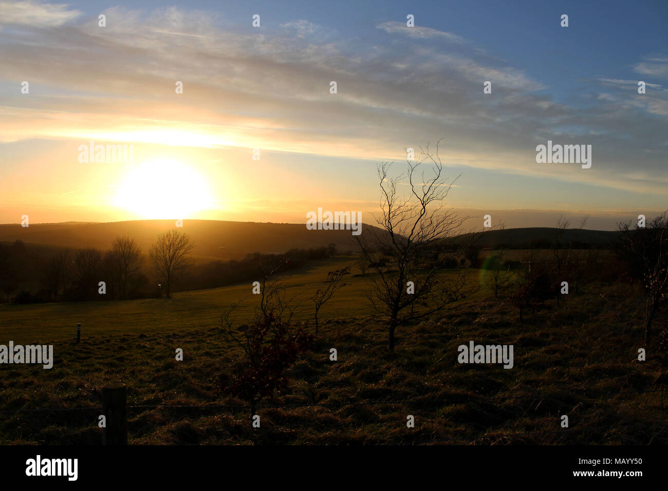 South Downs Way - cielo blu Foto Stock