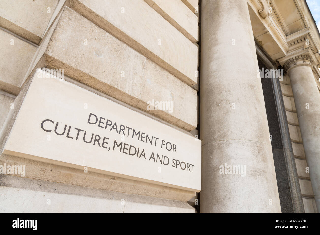 Ministero della Cultura, dei mezzi di comunicazione e lo sport, Whitehall, London, Regno Unito Foto Stock