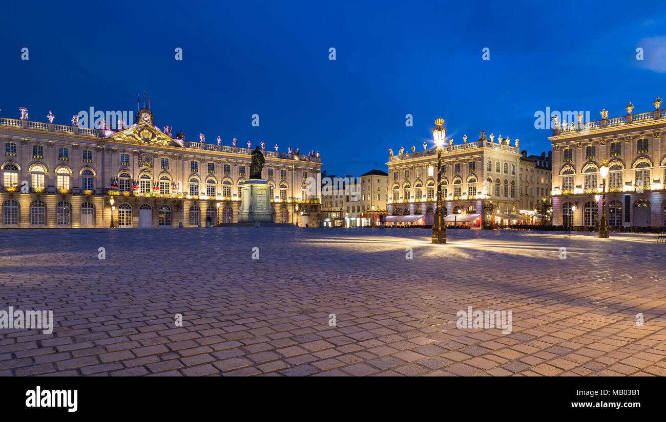 Place Stanislas Nancy Francia durante la notte. Foto Stock