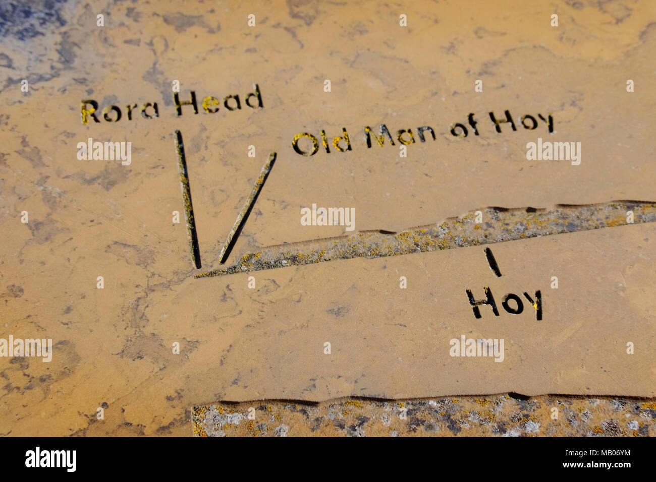 CAITHNESS, UK: una incisione che mostra una mappa dell'isola di Hoy. Foto Stock