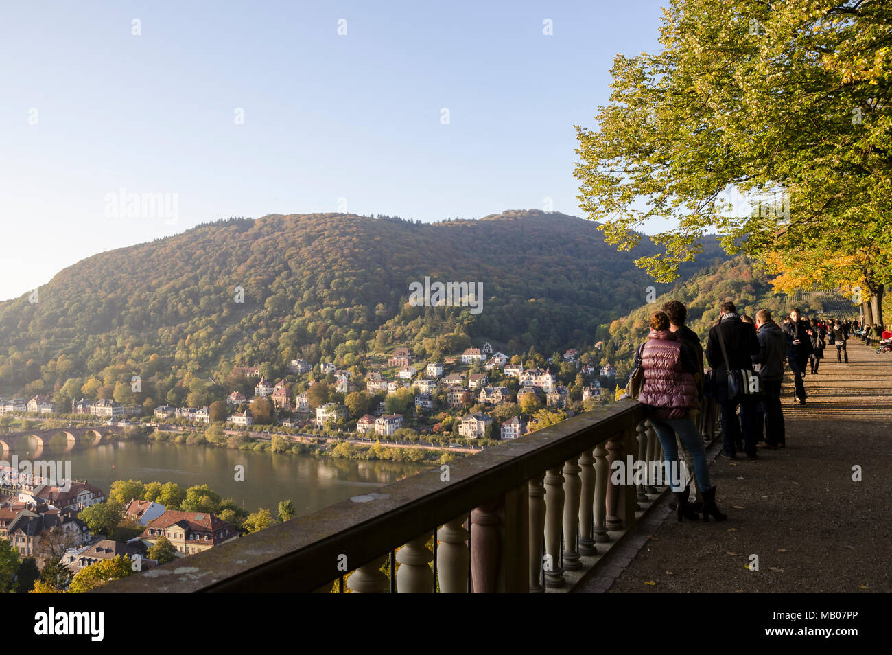 Panoramaansicht vom Schloss Heidelberg, Baden-Württemberg, Deutschland, Europa Foto Stock