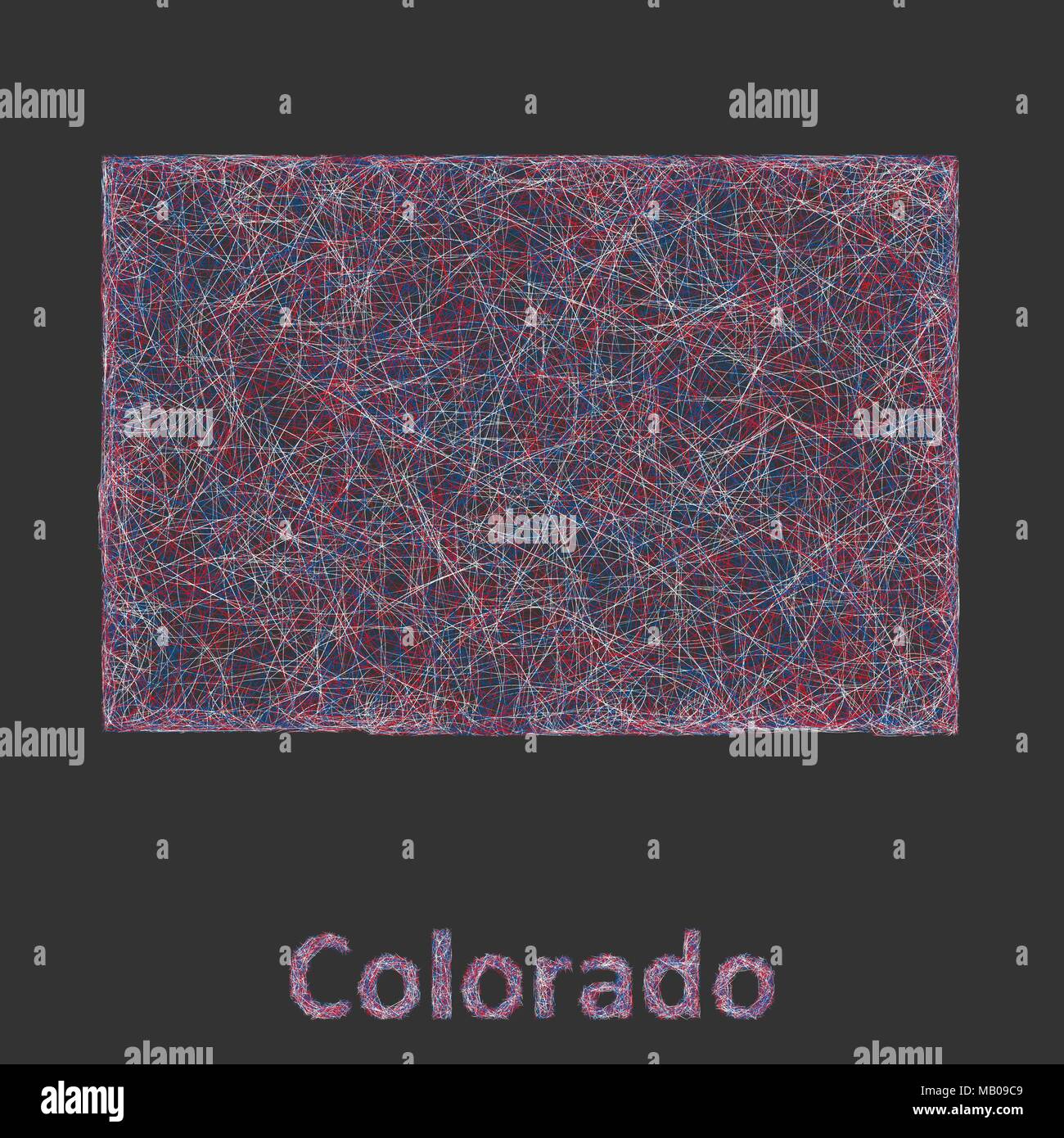 Colorado line art mappa Illustrazione Vettoriale