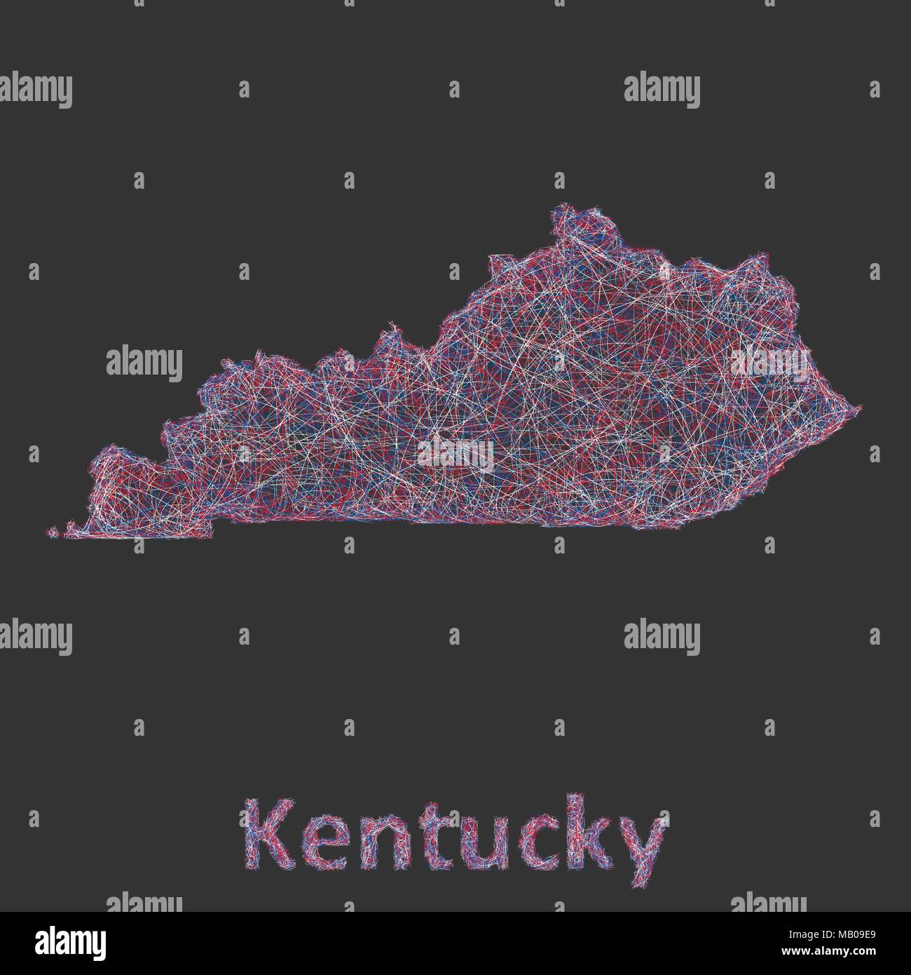 Kentucky line art mappa Illustrazione Vettoriale