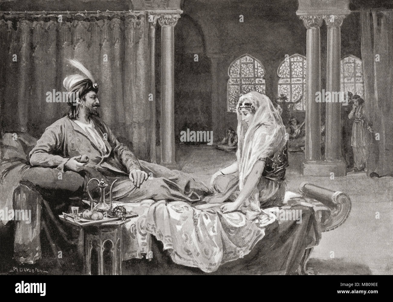 Abagha il mongolo e la sua sposa Buluqhan Khatun. Abaqa Khan, 1234-1282, aka Abaġa Abagha o. Secondo righello mongolo (Ilkhan) dell'Ilkhanate. Buluqhan Khatun, ? - C.1286, aka Bulughan, Bulukhan, Bolgana, Bulugan o Zibeline. Nel XIII secolo la principessa mongola. Dopo un dipinto da Margaret Dovaston, (1884-1954). Da Hutchinson nella storia delle nazioni, pubblicato 1915 Foto Stock