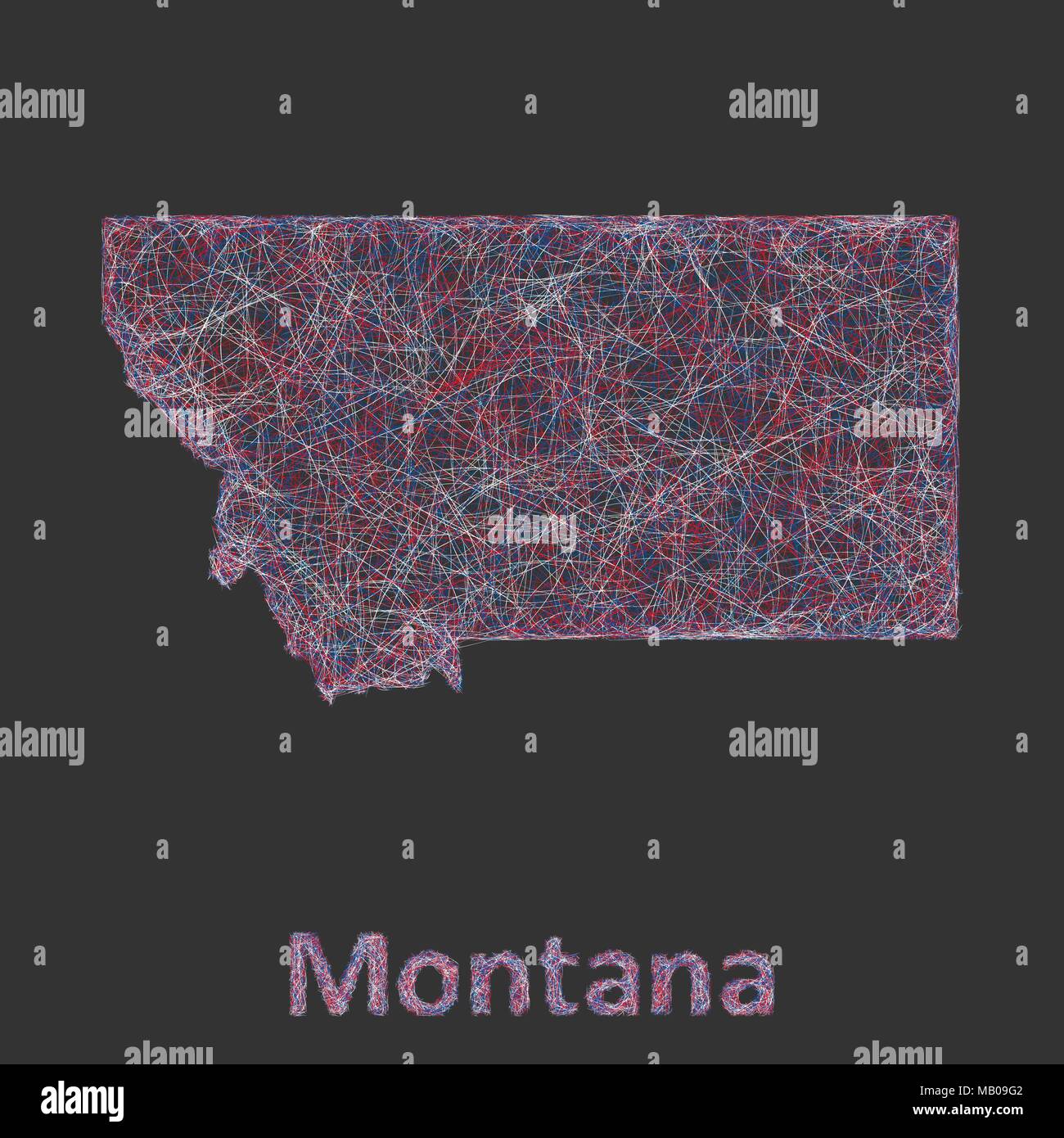 Montana line art mappa Illustrazione Vettoriale