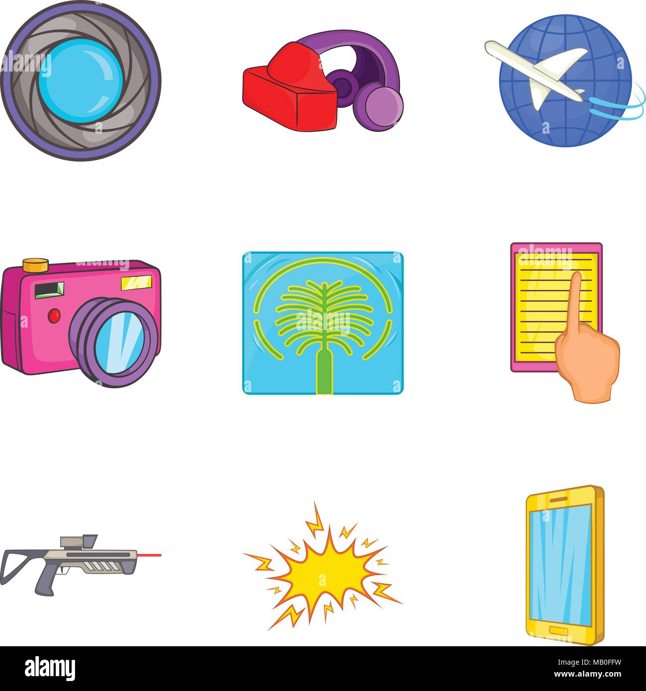 Battaglia Online set di icone, stile cartoon Illustrazione Vettoriale