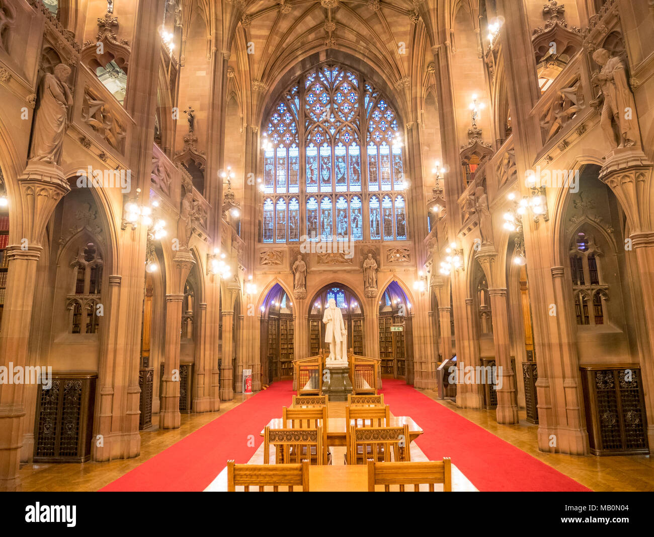 John Rylands Library e Manchester, Regno Unito Foto Stock