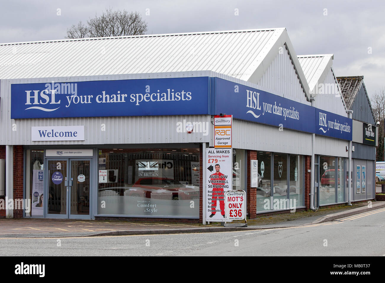 Una delle (20) immagini in questa serie relative alle imprese a Shrewsbury. Visto qui è la sedia HSL specialisti di Shrewsbury. Foto Stock