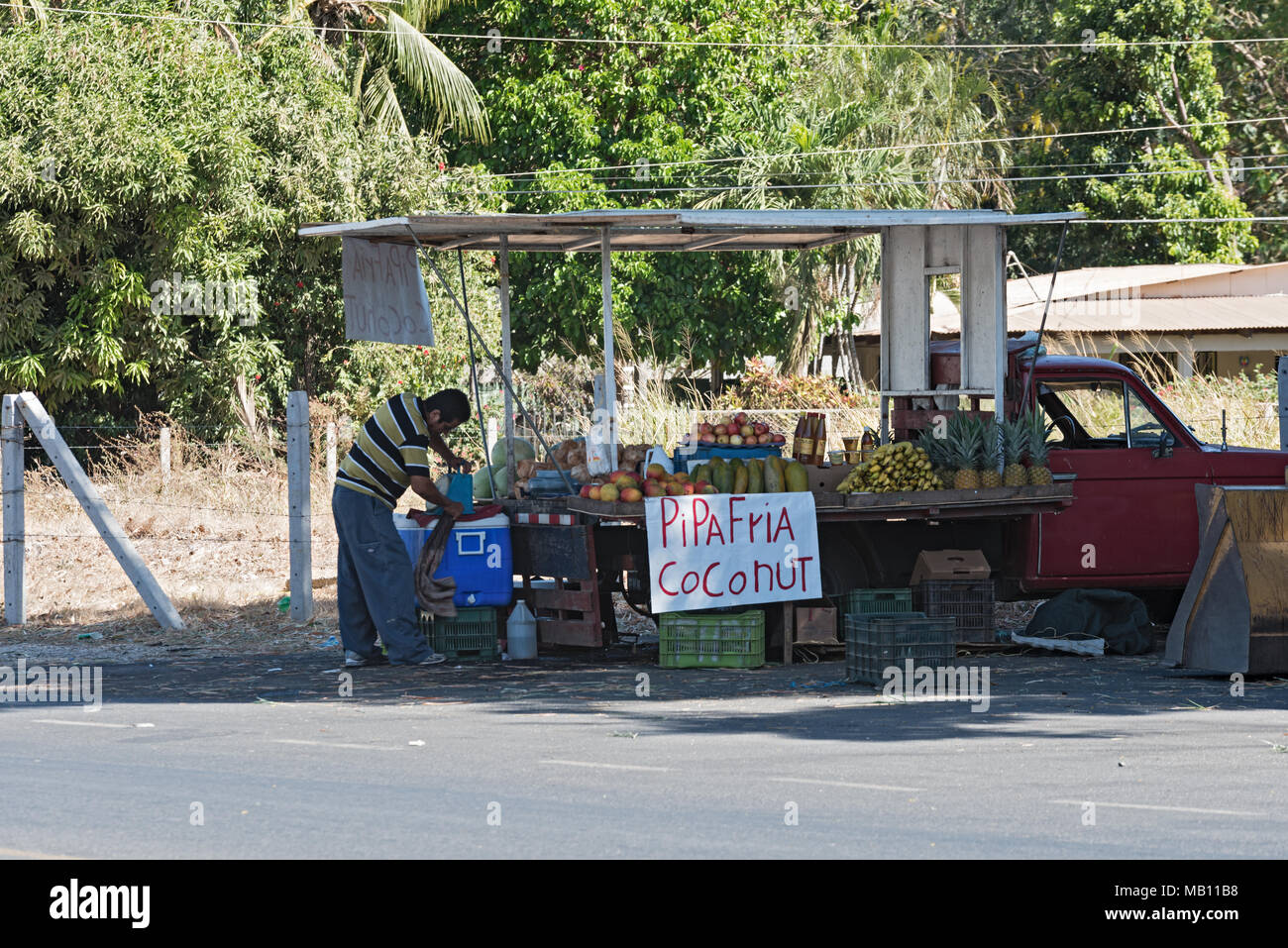 Ambulatorio fruttivendola in Playa del Coco, Guanacaste in Costa Rica Foto Stock