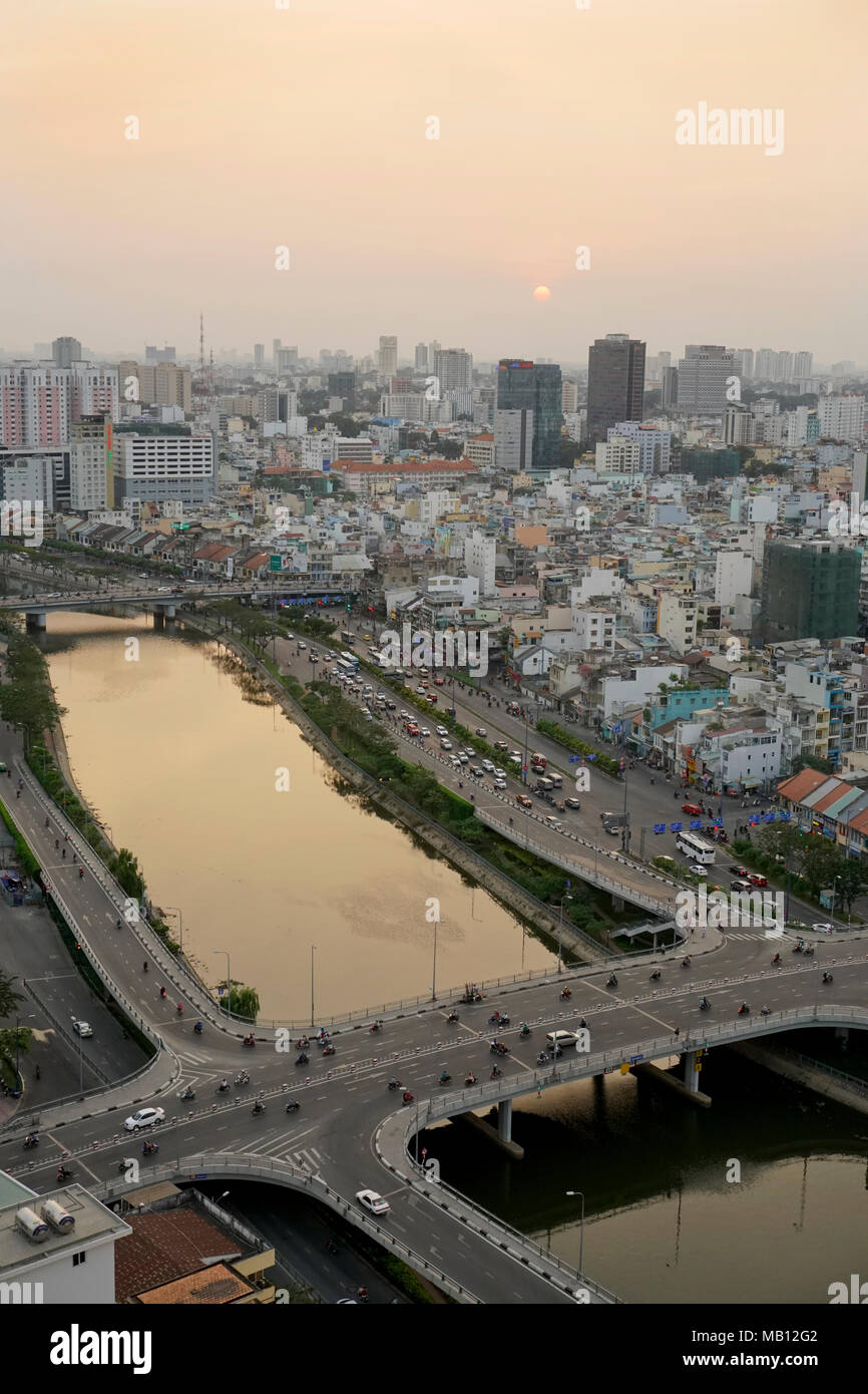 Ben Nghe River, Città di Ho Chi Minh (Saigon) Vietnam Foto Stock