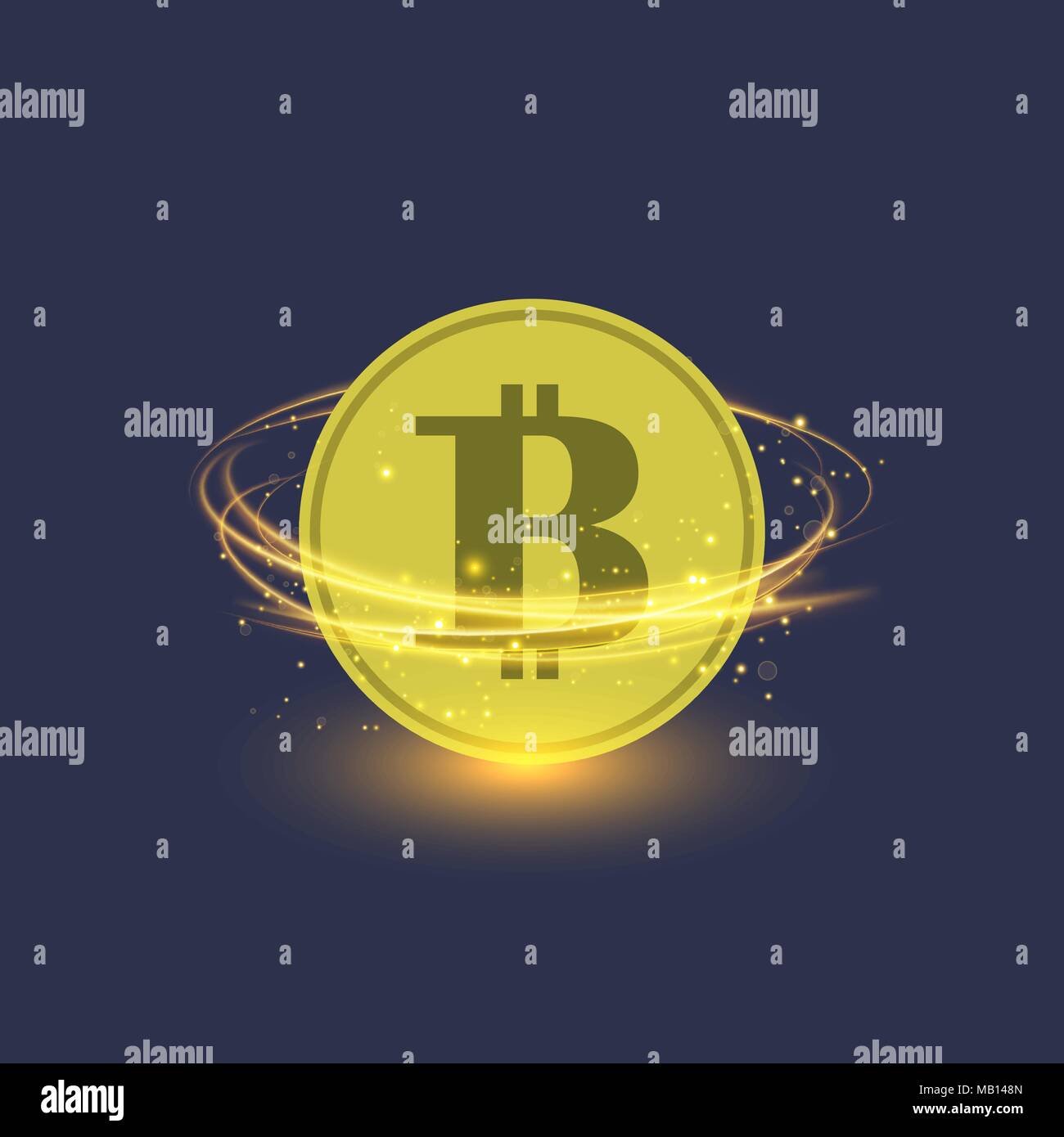 Colden Bitcoin isolato. Crypto icona Valuta Illustrazione Vettoriale