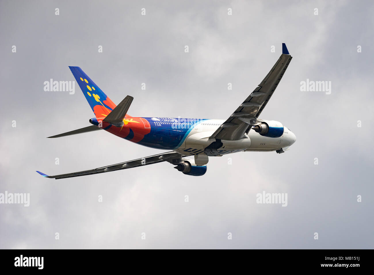 TOKYO, Giappone - APR. 1, 2018: Airbus A330-200 decollo dall'Aeroporto Internazionale di Narita di Tokyo, Giappone. Foto Stock