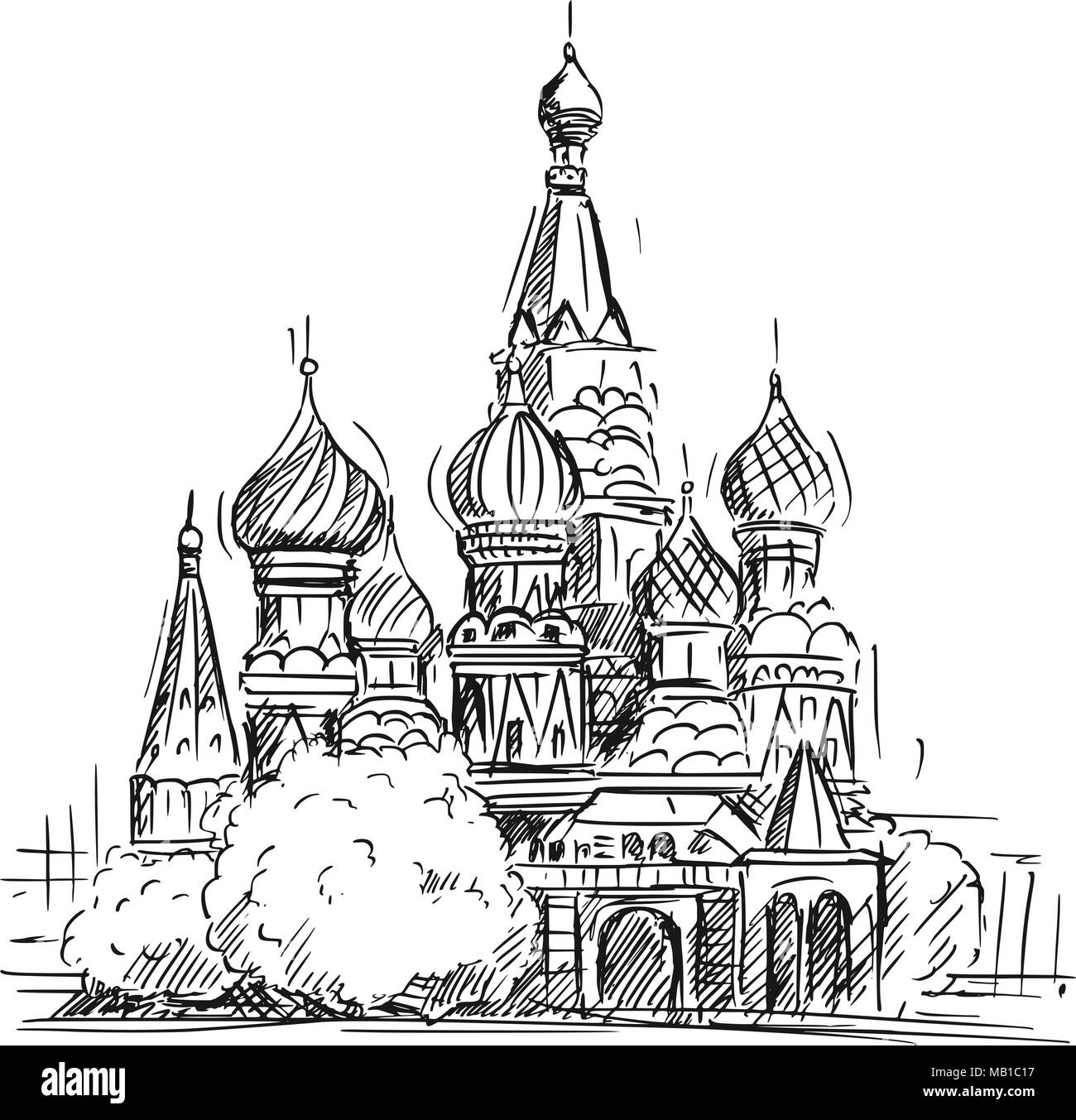 Cartoon schizzo di San Basilio cattedrale, Mosca, Russia Illustrazione Vettoriale