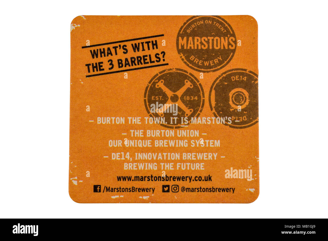Un Martson's Brewery birra mat. Foto Stock