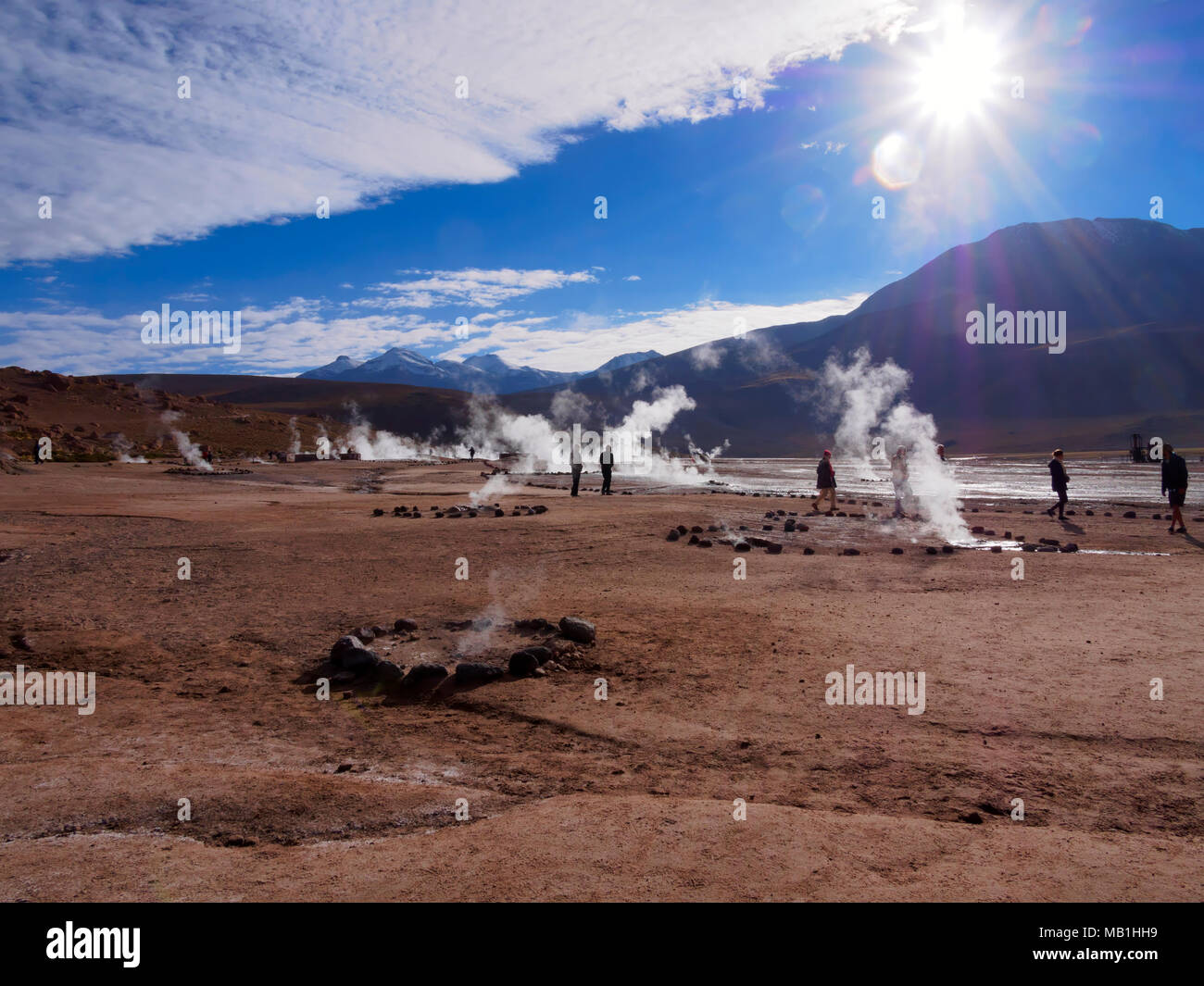 El Tatio geyser nelle montagne delle Ande, Antofagasta, Cile Foto Stock