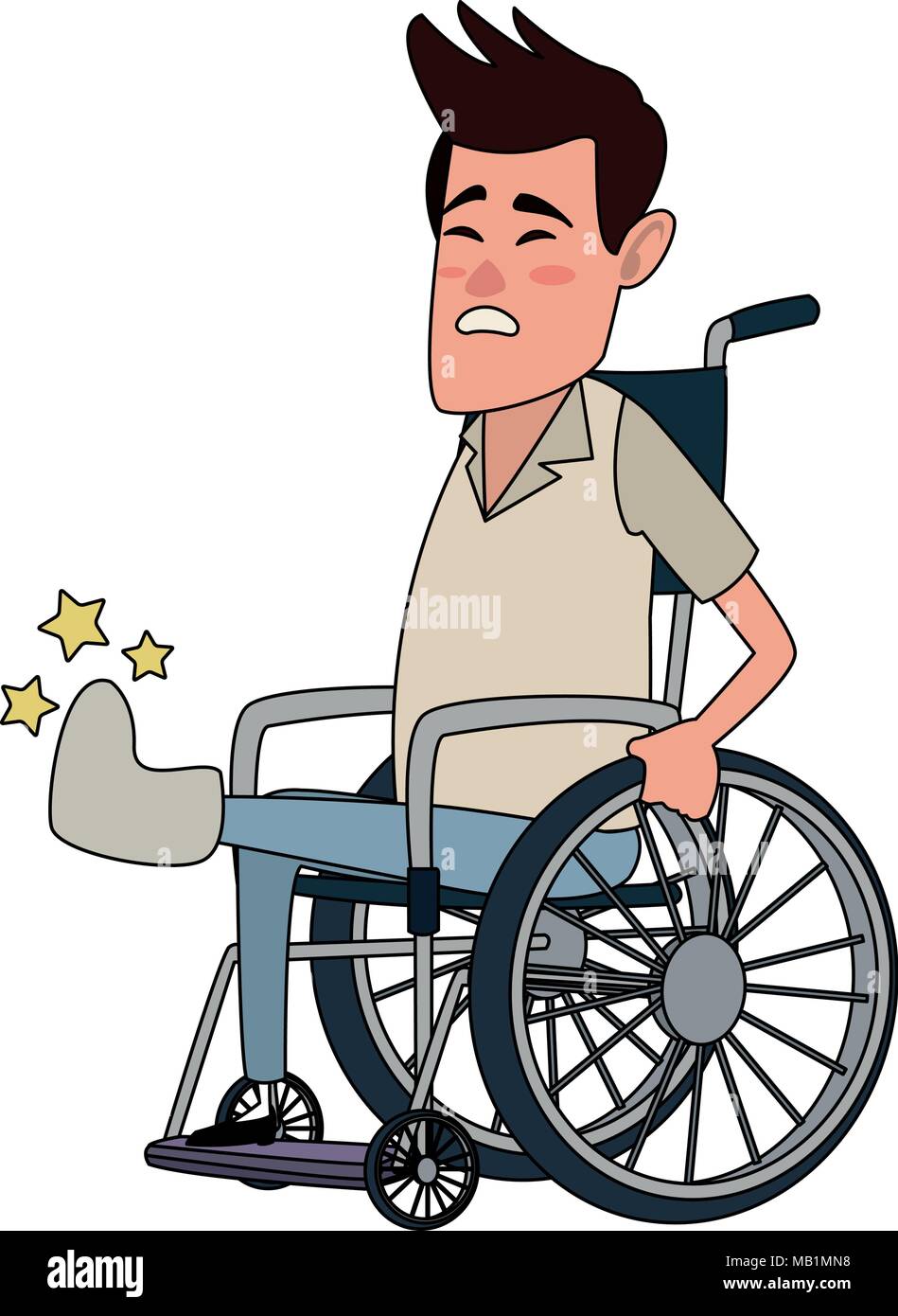 Uomo sulla sedia a rotelle cartoon Illustrazione Vettoriale