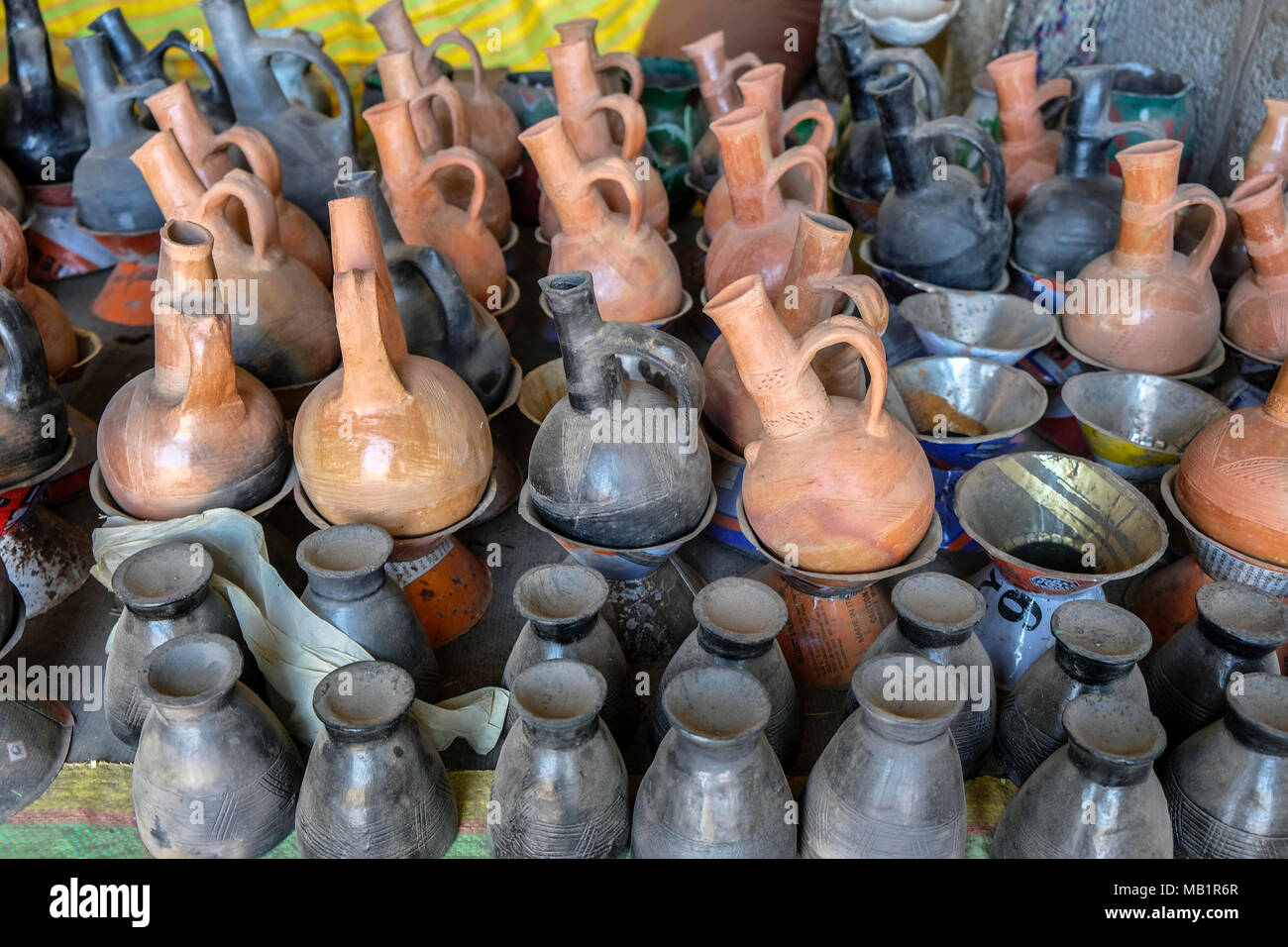 Caffè etiope pots Foto Stock