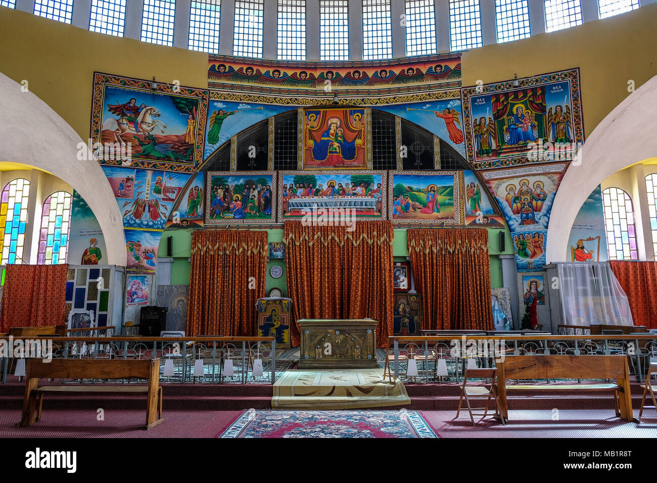 Aksum, Etiopia - 12 Gennaio 2018: Chiesa di Nostra Signora di Sion, il più sacro luogo per tutti gli ortodossi etiopi in Aksum, Etiopia. Foto Stock