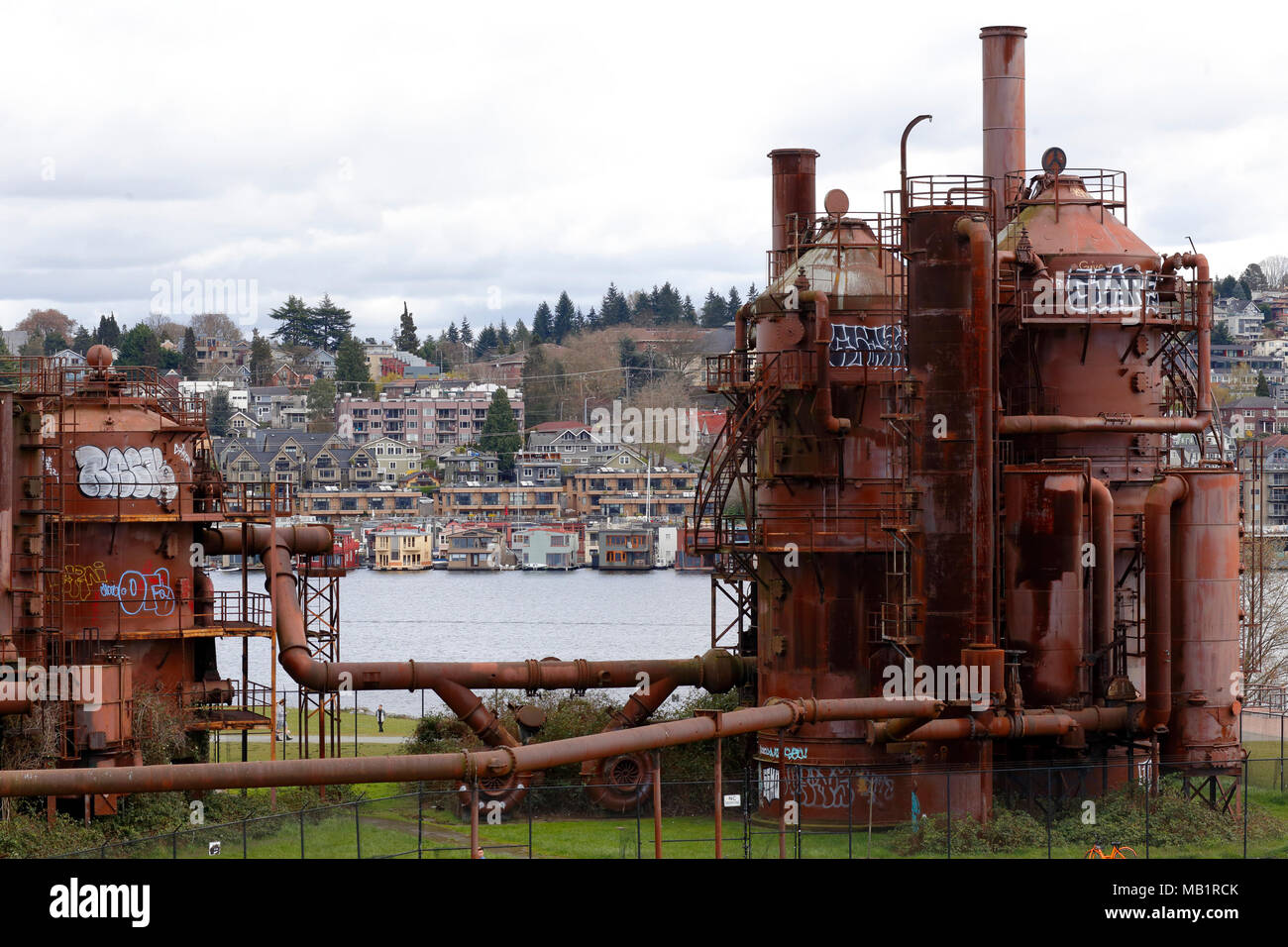 Gas Works Park a Seattle sulla punta di Lake Union, Seattle, Washington. Foto Stock