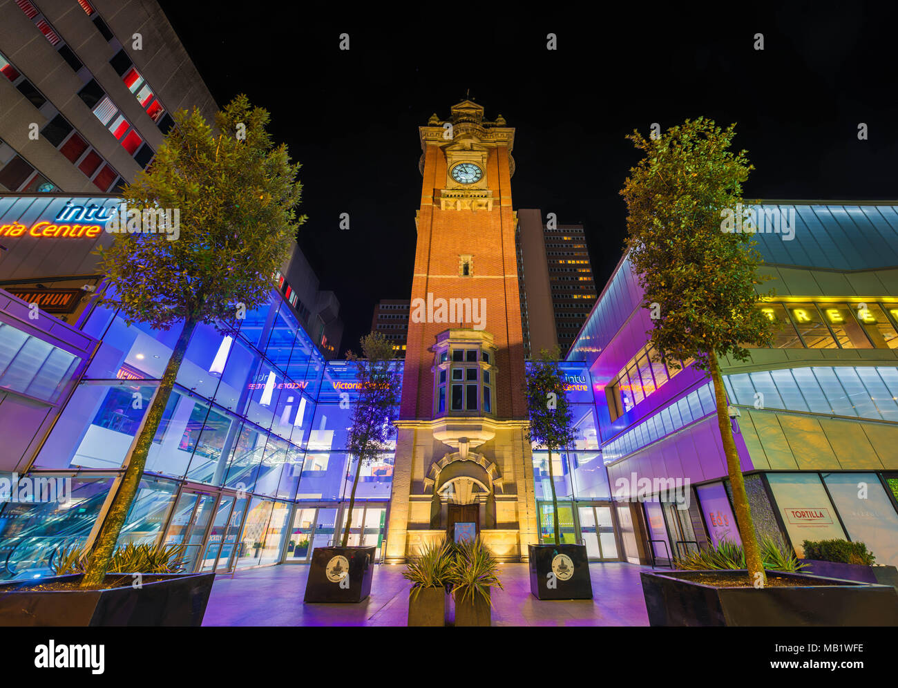 Nottingham City Centre di notte Foto Stock