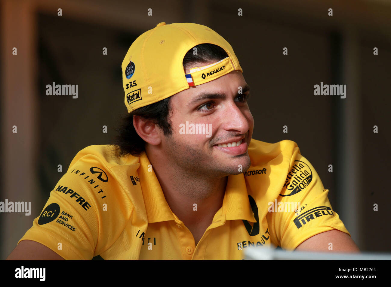 Sakhir, Bahrain. 05 apr, 2018. Motorsports: FIA Formula One World Championship 2018, il Gran Premio del Bahrain,#55 Carlos Sainz (ESP, Renault ), Credito: dpa/Alamy Live News Foto Stock