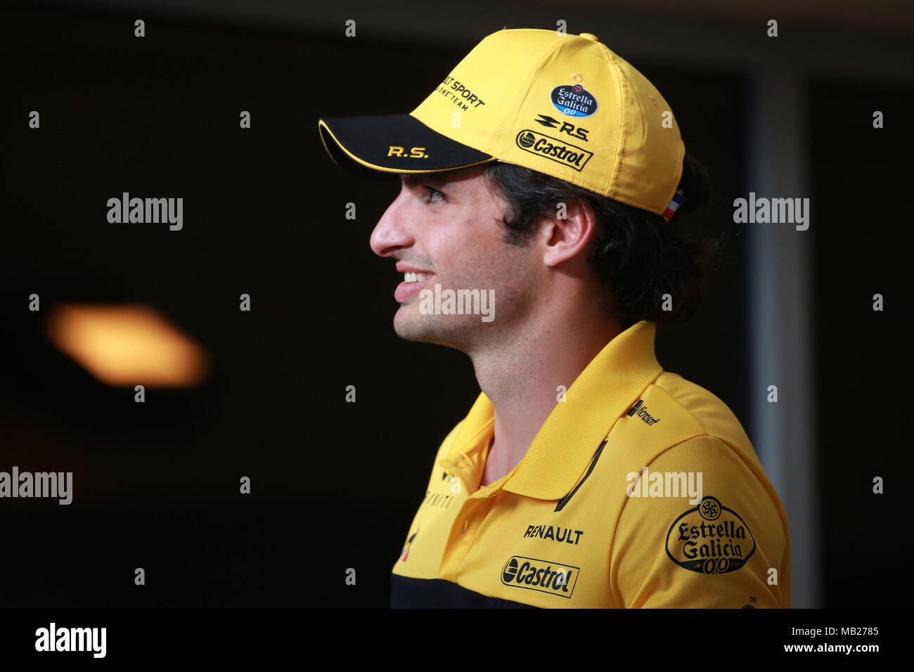 Sakhir, Bahrain. 05 apr, 2018. Motorsports: FIA Formula One World Championship 2018, il Gran Premio del Bahrain,#55 Carlos Sainz (ESP, Renault ), Credito: dpa/Alamy Live News Foto Stock