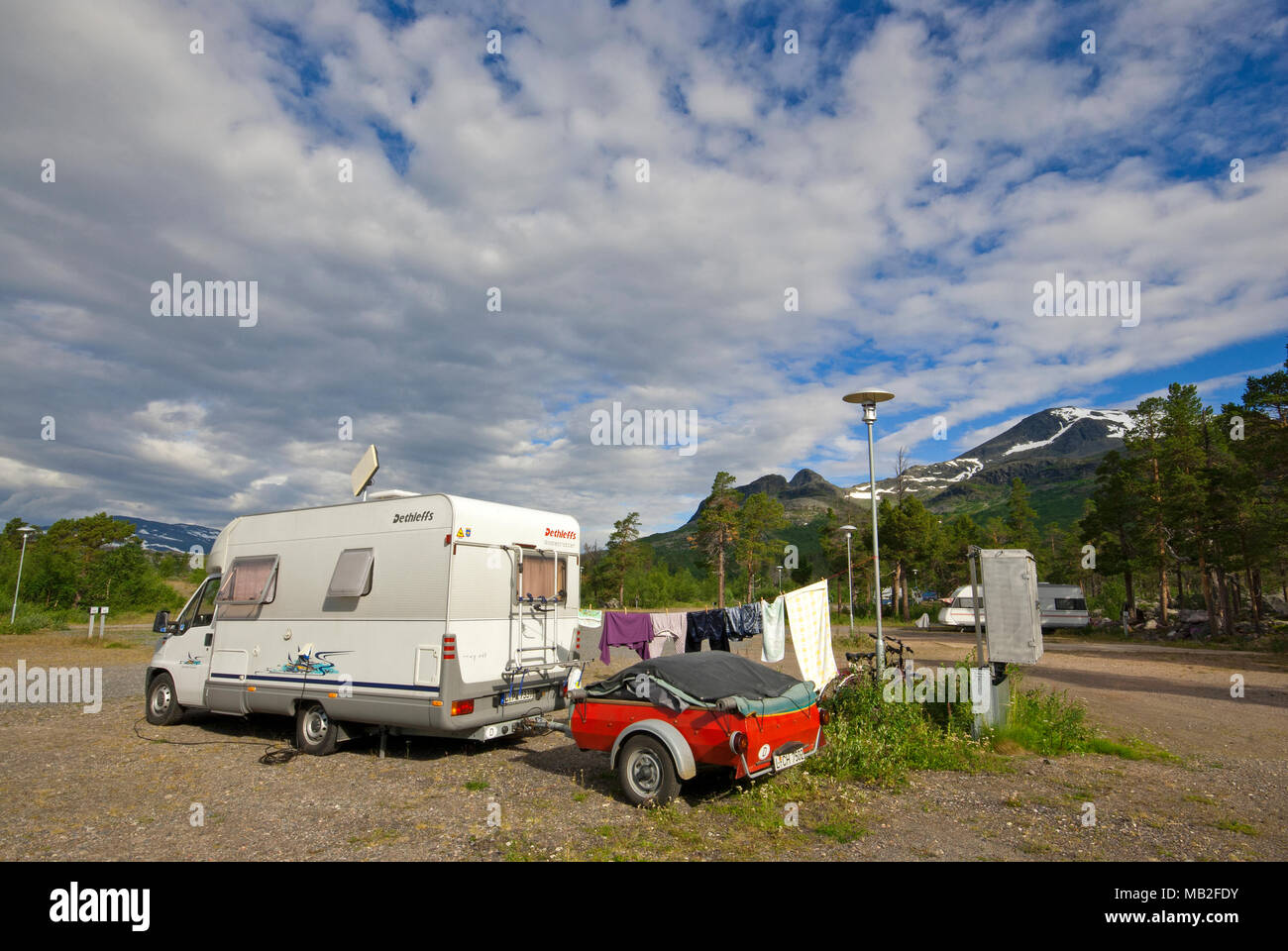 Campeggio a Stora Sjofallet National Park, Norrbotten County, Svezia Foto Stock