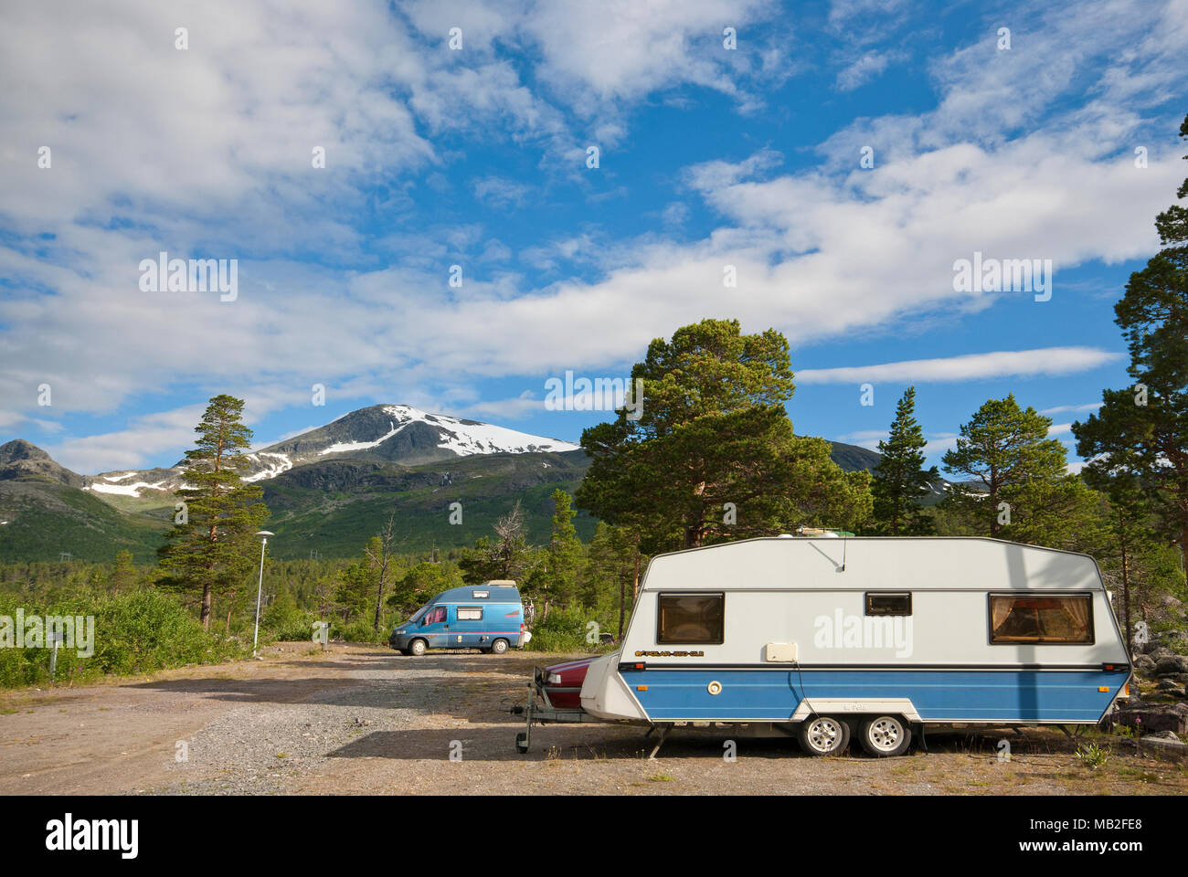 Campeggio a Stora Sjofallet National Park, Norrbotten County, Svezia Foto Stock