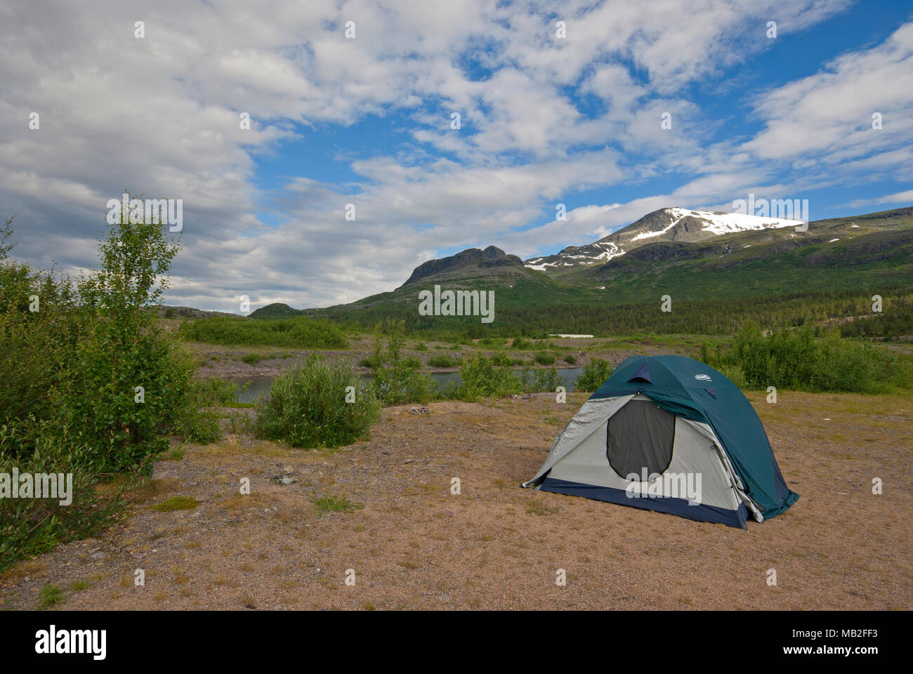 Campeggio a Stora Sjofallet National Park, Norrbotten County, Svezia Foto Stock