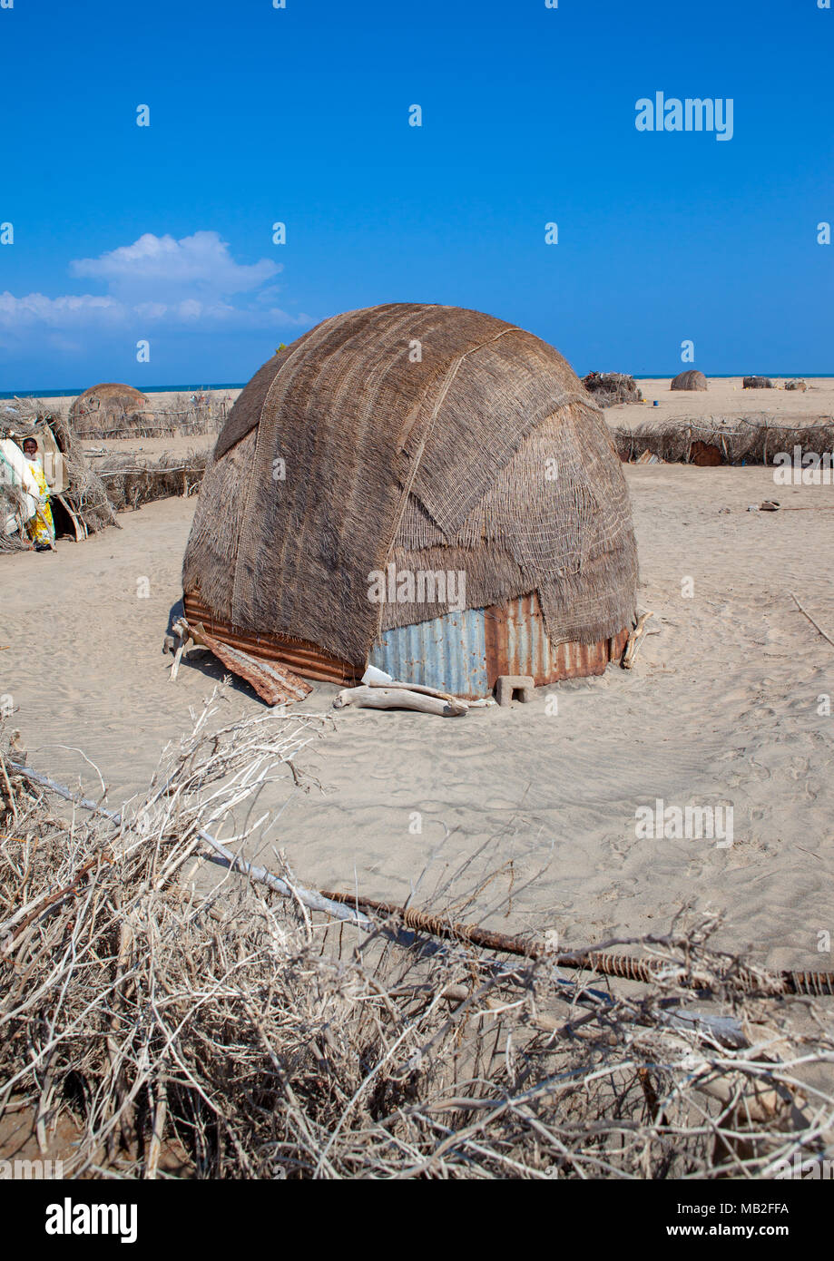 Un somalo capanna chiamata aqal nel deserto, regione Awdal, Lughaya, il Somaliland Foto Stock