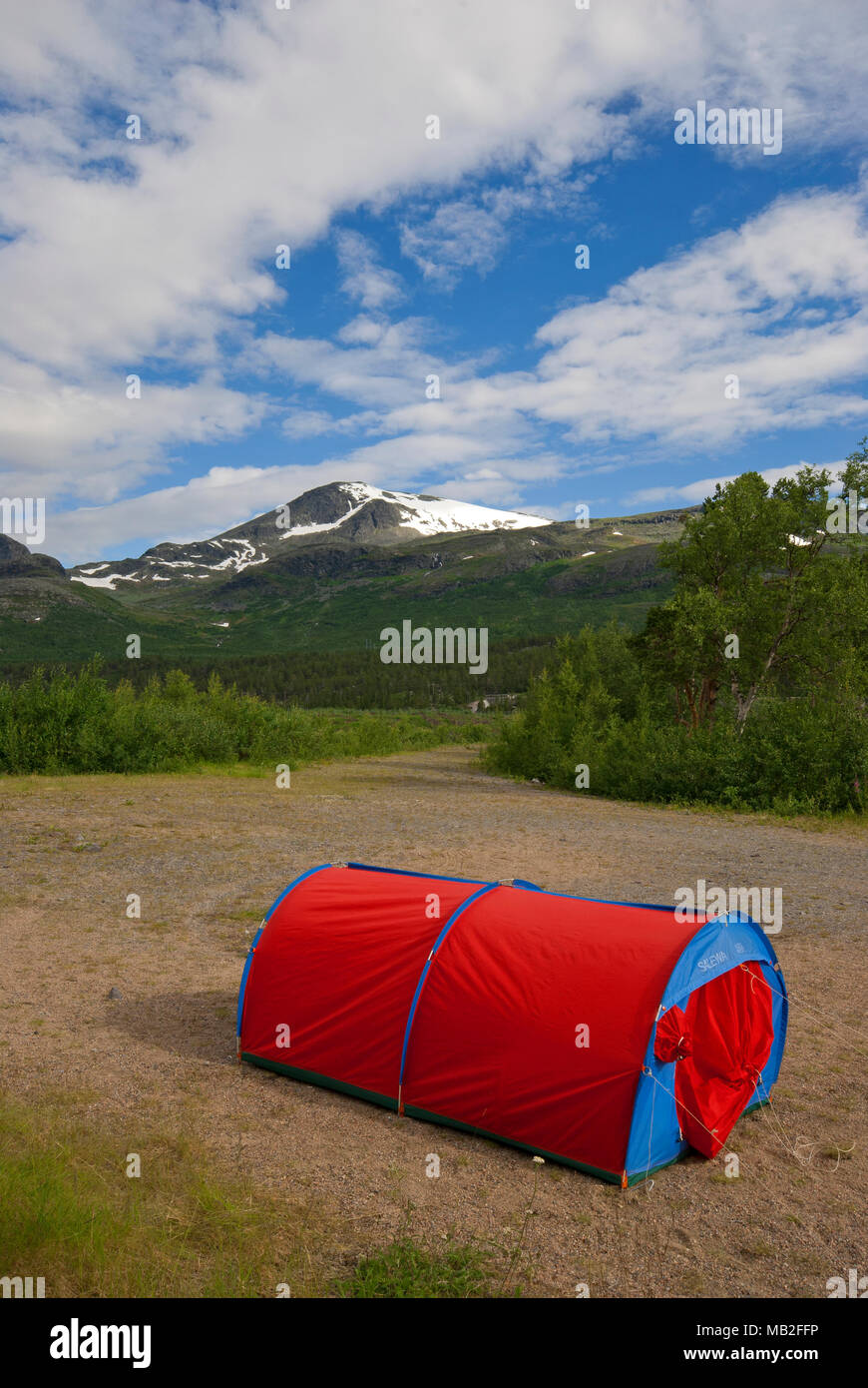 Campeggio a Stora Sjofallet National Park, Norrbotten County, Svezia Foto Stock
