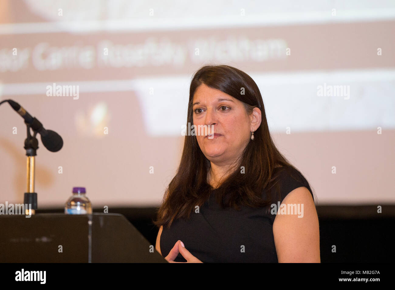 Il Professor Carrie Rosefsky Wickham di Emory University intervenendo ad una conferenza a Cardiff City Hall, 26 marzo 2018. Foto Stock