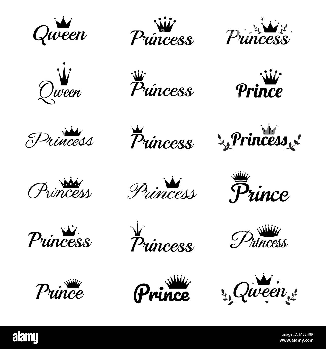 Concetto di corona Logo Design modello. Princess Crown icon Illustrazione Vettoriale