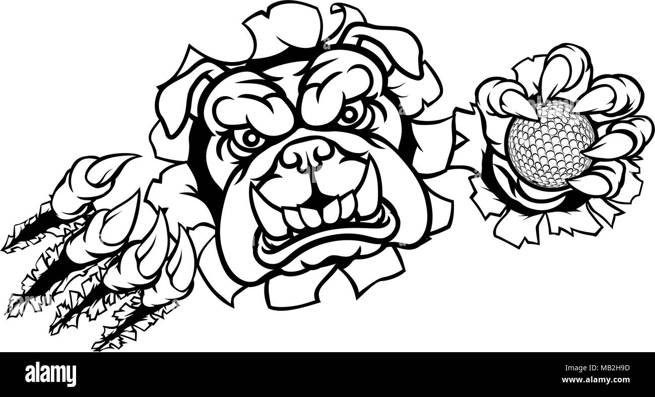 Bulldog Golf Sport Mascot Illustrazione Vettoriale
