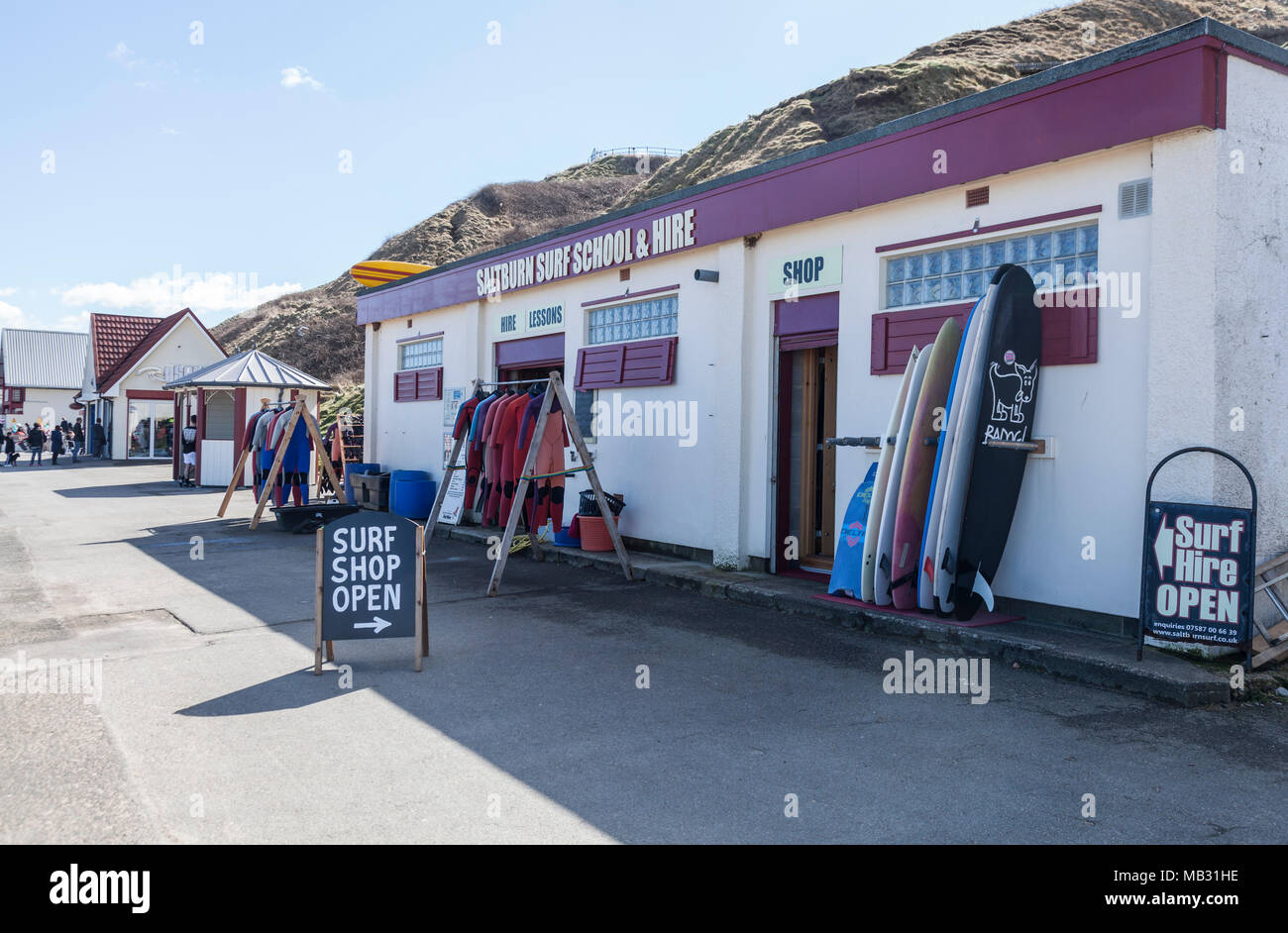 Saltburn Scuola di surf e noleggio presso Saltburn dal mare,Inghilterra,UK Foto Stock