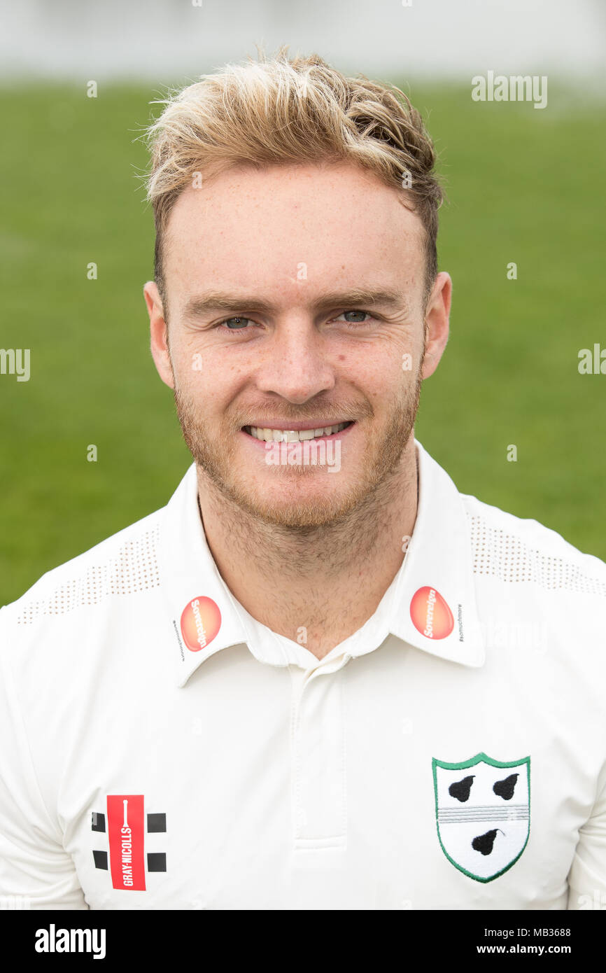 Ben Cox del Worcestershire nel campionato della contea di kit durante il media day a Blackfinch New Road, Worcester. Stampa foto di associazione. Picture Data: venerdì 6 aprile 2018. Vedere PA storia CRICKET Worcestershire. Foto di credito dovrebbe leggere: Aaron Chown/filo PA. Restrizioni: solo uso editoriale. Nessun uso commerciale senza il previo consenso scritto da parte della BCE. Immagine ancora utilizzare solo. Assenza di immagini in movimento per emulare broadcast. Non rimuovere od oscurare del logo dello sponsor. Foto Stock