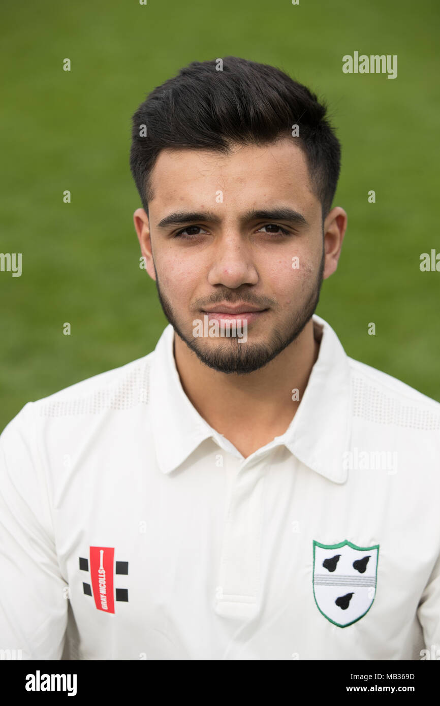 Zain UI-Hassan del Worcestershire Academy Team durante la giornata dei media a Blackfinch New Road, Worcester. PREMERE ASSOCIAZIONE foto. Data foto: Venerdì 6 aprile 2018. Vedi la storia della Pennsylvania Cricket Worcestershire. Il credito fotografico dovrebbe essere: Aaron Chown/PA Wire. RESTRIZIONI: Solo per uso editoriale. Nessun uso commerciale senza previo consenso scritto della BCE. Solo immagini fisse. Nessuna immagine in movimento per emulare la trasmissione. Nessuna rimozione o oscuramento dei logo degli sponsor. Foto Stock