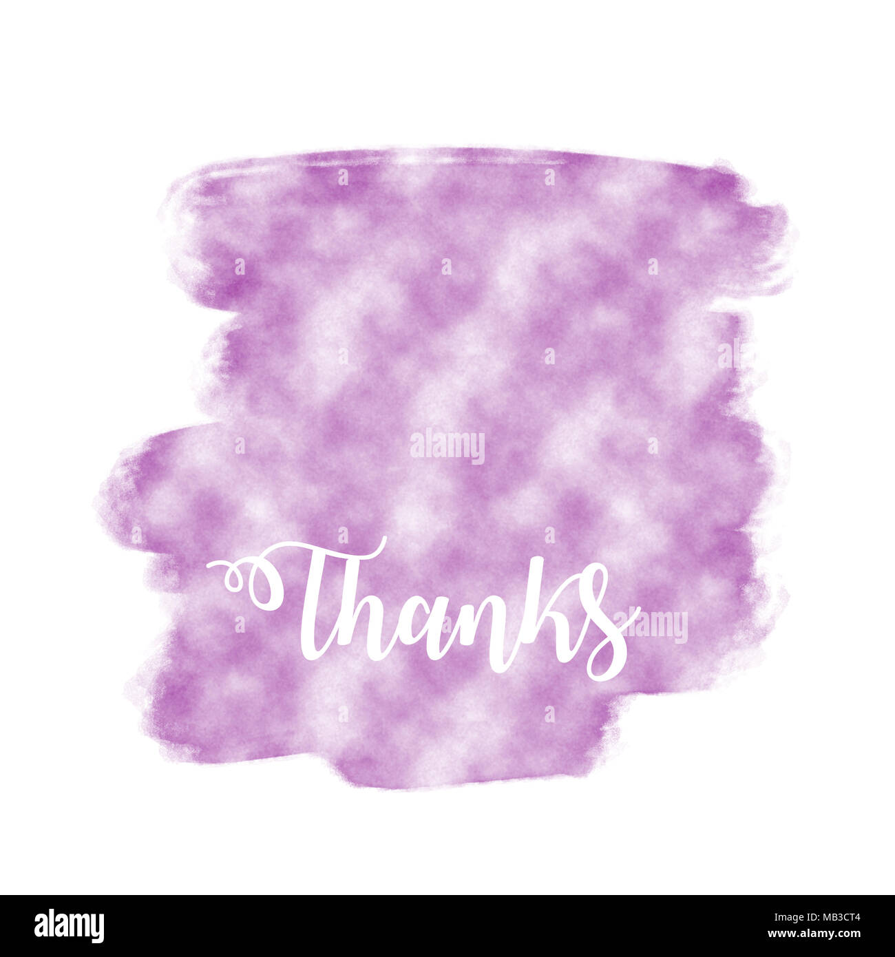 Grazie scritto su viola acquerello texture con spazio di copia Foto Stock